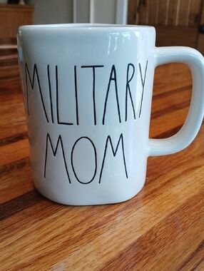 Rae Dunn White Ceramic "MILITARY MOM" Mug